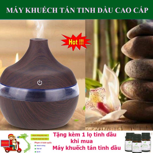 Máy khuếch tán tinh dầu tạo độ ẩm không khí bằng sóng siêu âm có đèn LED(tặng kèm tinh dầu Chọn loại inbox SHop))