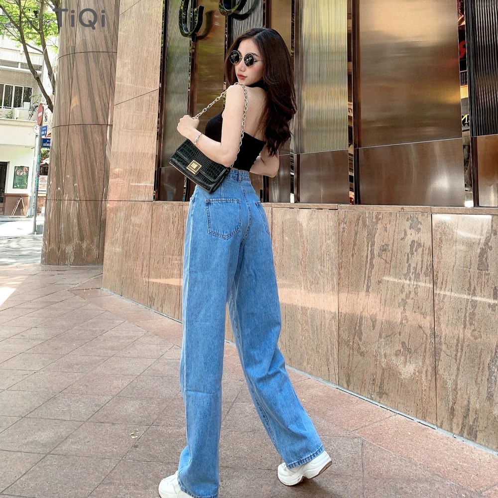 Quần jeans ống rộng nữ cạp cao street style TiQi Jeans B2-144 | BigBuy360 - bigbuy360.vn