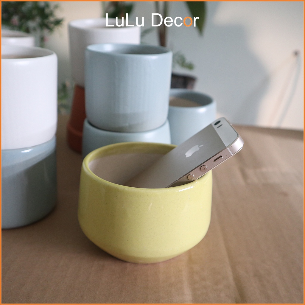 Chậu Trồng Cây - Chậu Men Trơn Bát Tràng 7x8cm Nhiều Mẫu, Trồng Sen Đá, Xương Rồng, Cây Mini, Cây Để Bàn
