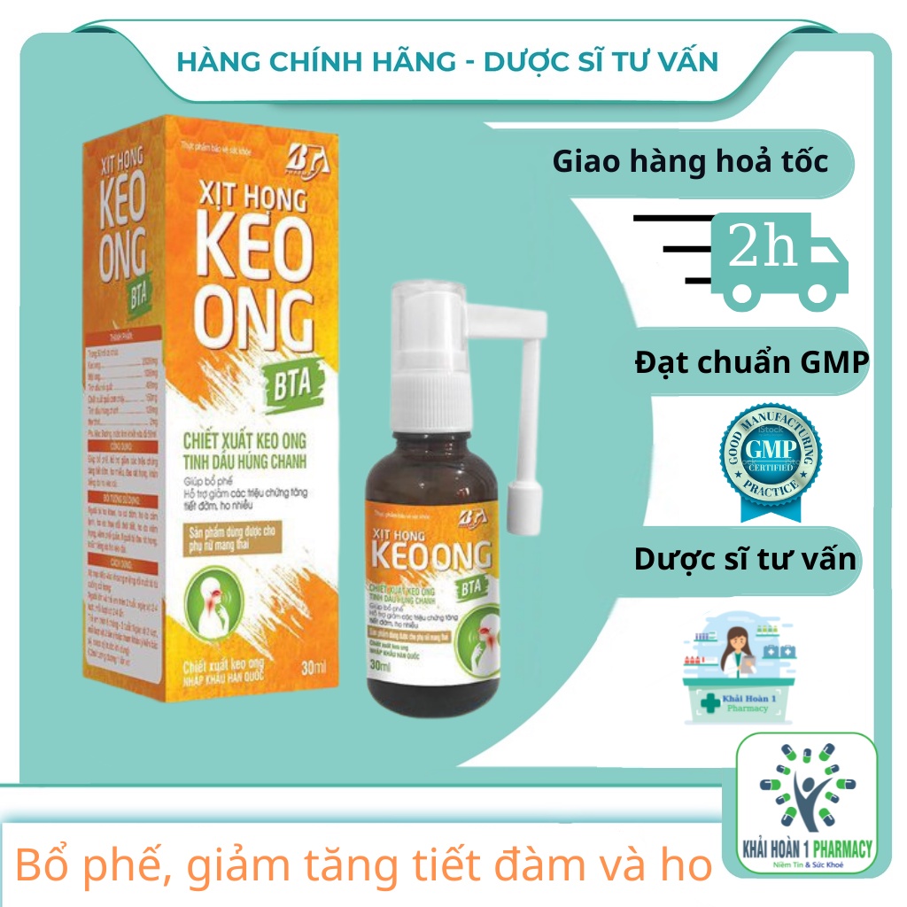 Xịt Họng Keo Ong BTA- Giúp bổ phế, Giảm ho, Đau họng(Chai xịt 30ml)