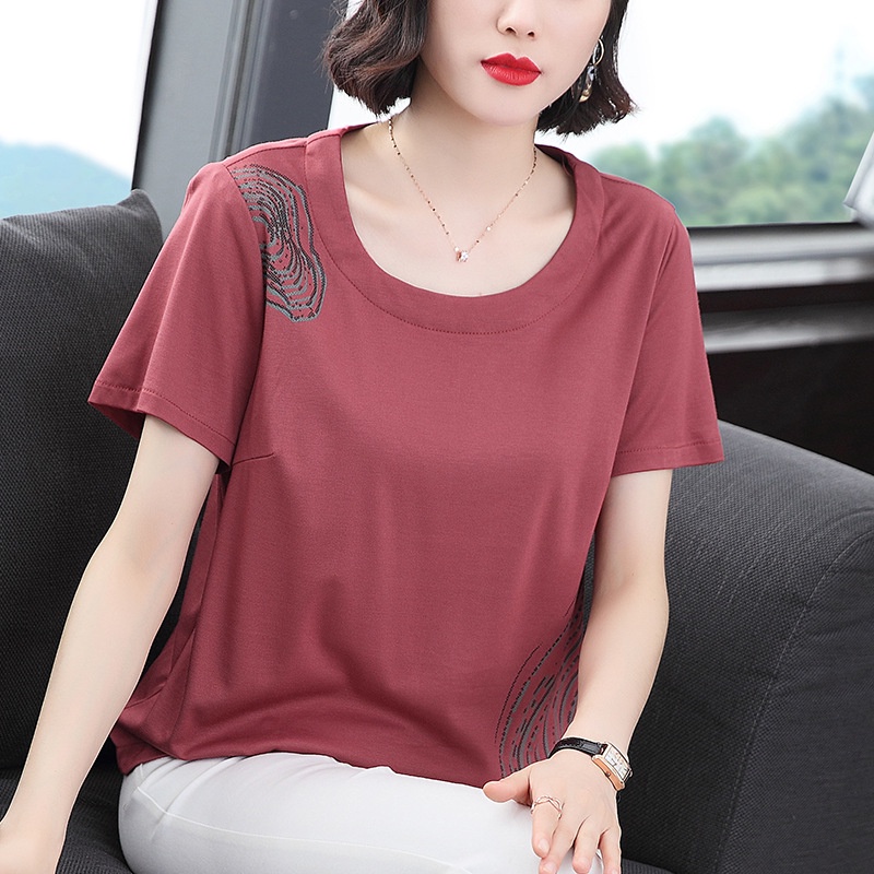 NT7251 Áo thun nữ hè tay ngắn cho người trung tuổi hàng nhập (50-75kg)