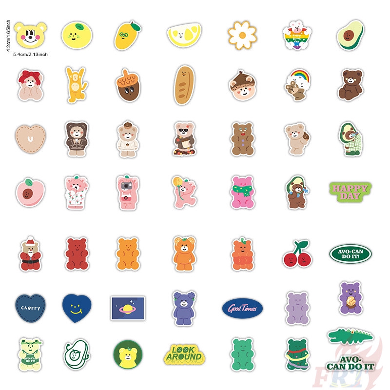 Bộ 100 Miếng Dán Hình Gấu Đáng Yêu