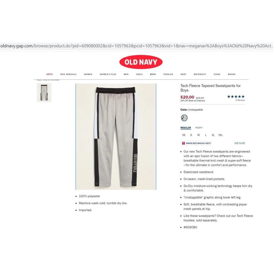 Quần jogger Old Navy dòng đại 5-16Y