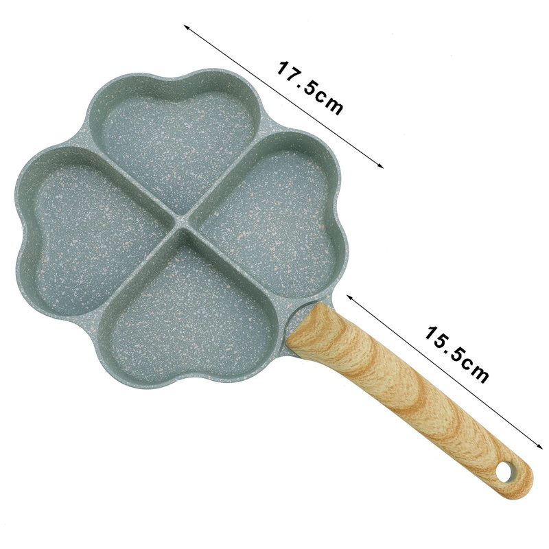 Chảo Chiên Trứng Mini 4 Ngăn Chống Dính Bằng Sứ Chống Dính Hình Trái Tim Màu Xanh Lá