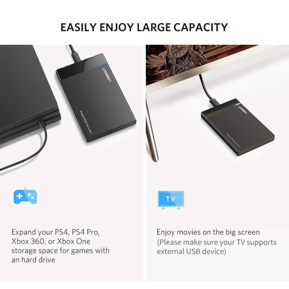 HOT- Hộp đựng ổ cứng 2.5inch SSD, HDD vỏ nhôm và vỏ nhựa cao cấp, hỗ trợ 6TB, chuẩn SATA III, SATA II UGREEN US221 CM300 | BigBuy360 - bigbuy360.vn