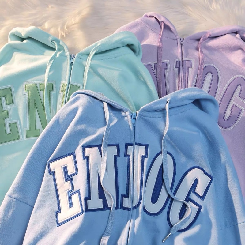 Áo Khoác Nỉ Ngoại Hoodie ENJOG [FREESHIP] Áo khoác Hoodie fom rộng Ulzzang