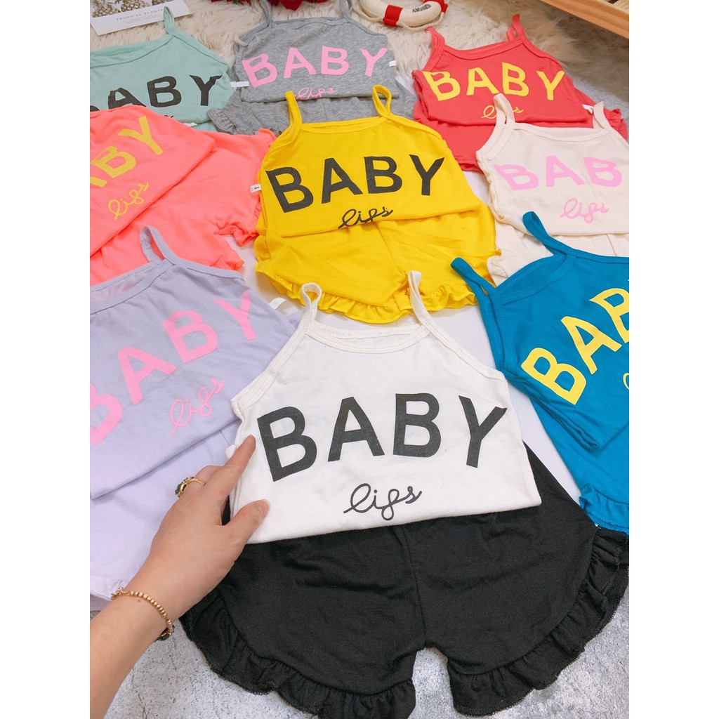 [CÓ QUÀ TẶNG ] Bộ 2 Dây Cho Bé Gái 1-4 Tuổi  BABY Kèm Quần Đùi Bèo Nhún Mặc Hè -Thời Trang Hè Bé Gái