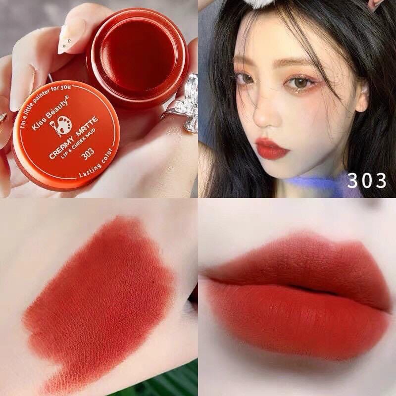 CHÍNH HÃNG Set Kiss Beauty Son Creamy Super Matte Đa Năng Set 3 Hũ Vừa Làm Son Vừa Làm Má Hồng