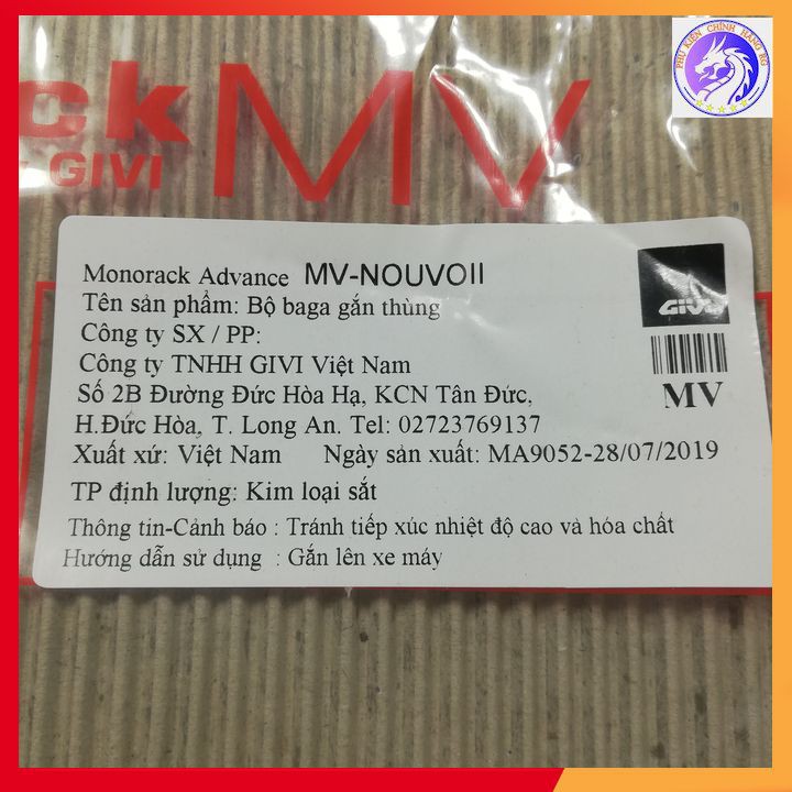 Baga Sau Givi Chính Hãng Dành Cho Xe NOUVOII Gắn Thùng Sau Chứa Đồ - Bảo Hành 2 Năm