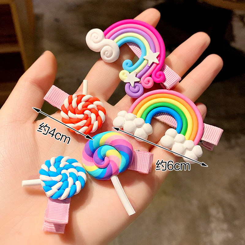 Kẹp Tóc Màu Sắc Cầu Vồng Xinh Xắn Cho Bé Gái Kẹp tóc trái cây