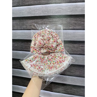 Set yếm + turban bé gái hoa nhí vintage