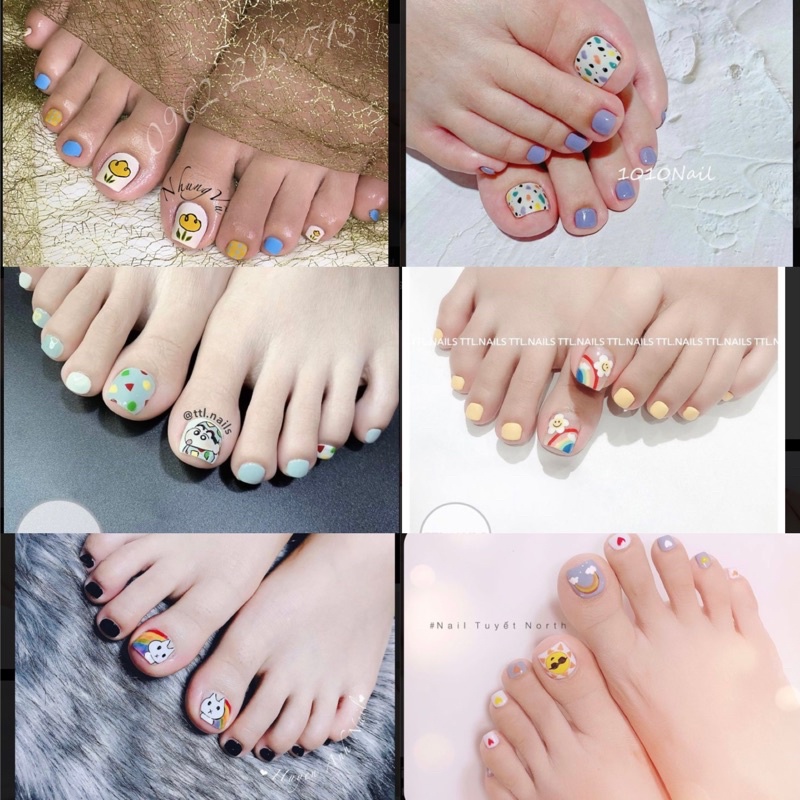 Nailbox Bộ 24 móng chân giả dễ thương nhẹ nhàng giá rẻ kèm keo dũa