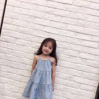 D278694 Đầm 2 dây denim Zara bé gái made in China