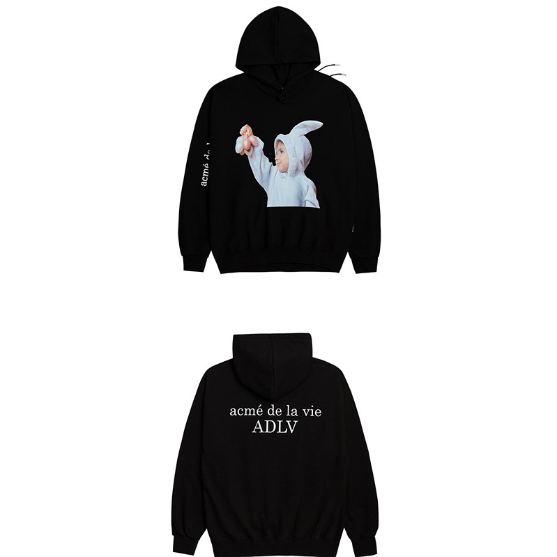 ÁO KHOÁC CÓ MŨ ADLV BABY FACE HOODIE BLACK RABBIT