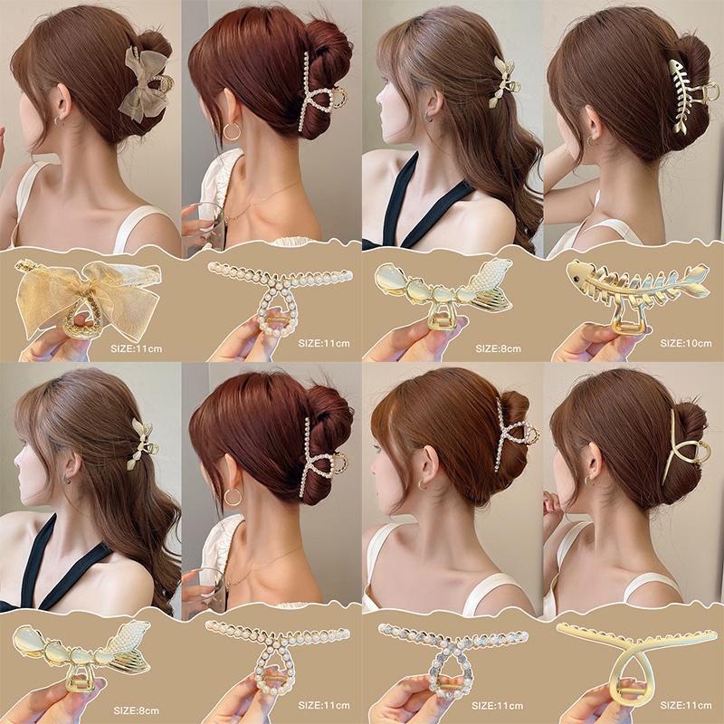 Kẹp tóc kim loại hình cá mập cỡ lớn phong cách Hàn Quốc