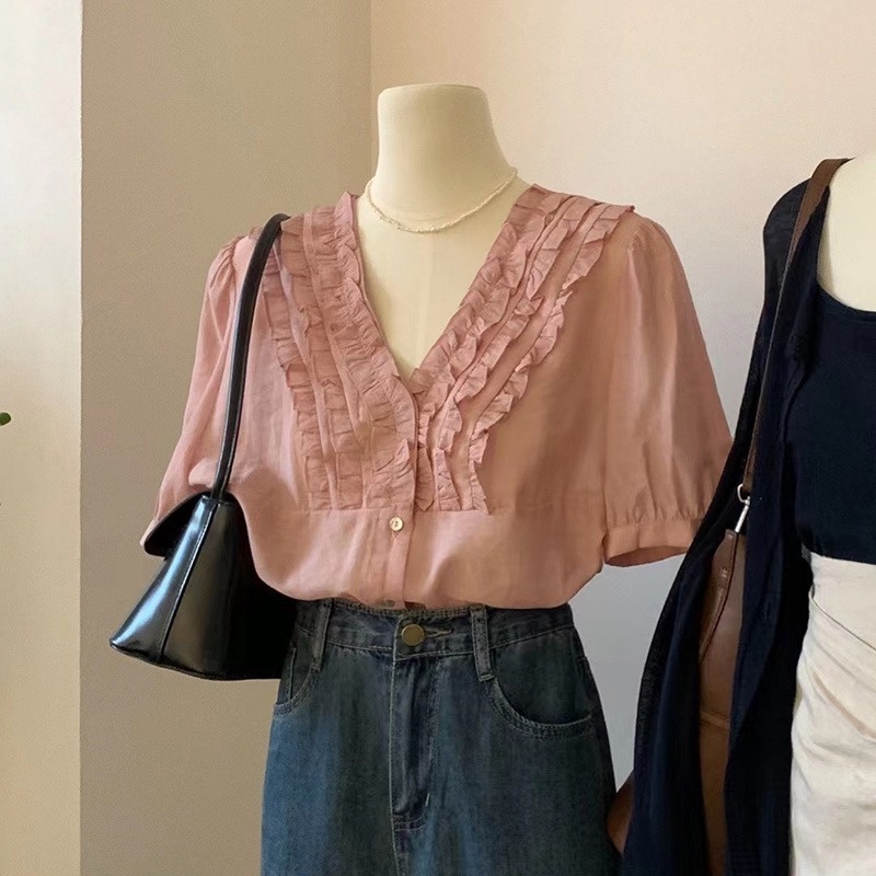 Áo Sơ Mi Chiffon Tay Ngắn Dáng Rộng Thời Trang Mùa Hè Dành Cho Nữ Plus Size