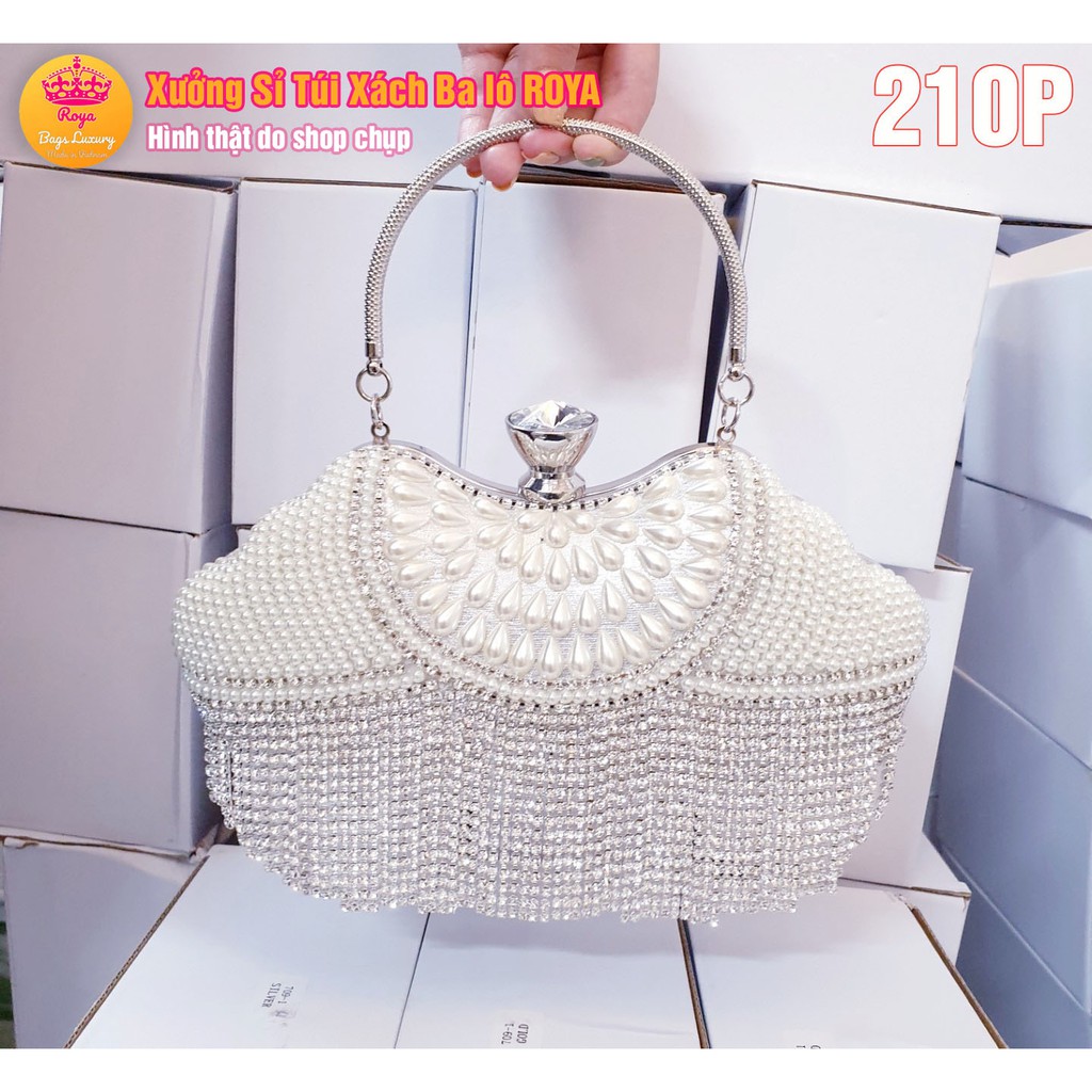 Ví Cầm Tay Nữ 709-1 Bóp Dự Tiệc Clutch Đính Đá pha lê lấp lánh sang trọng HÌNH THẬT SHOP TỰ CHỤP