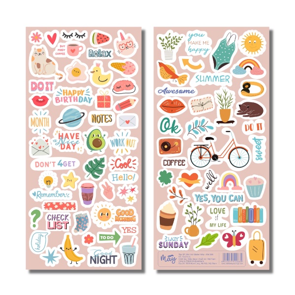 Sticker dễ thương trang trí sổ, thiệp, đồ cá nhân - Bộ 2 tờ Sticker Mây mã S08