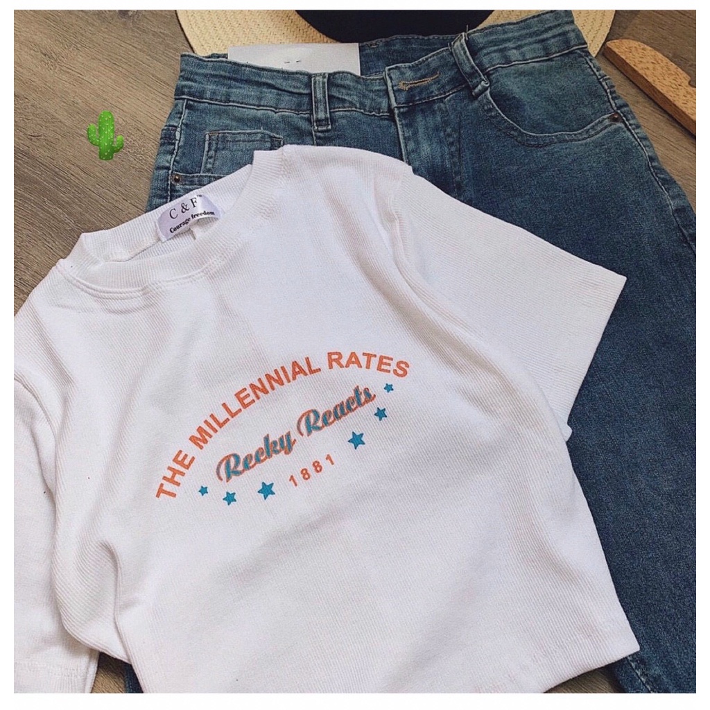 áo kiểu in chữ dáng croptop 1881 pc