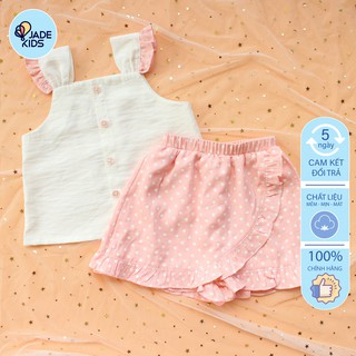 Đồ bộ cho bé gái JADEKIDS | Đồ bộ bé gái chất đũi nhật mềm mịn mát, 2 dây bèo quần bèo điệu giả váy cho bé 5kg tới 17kg