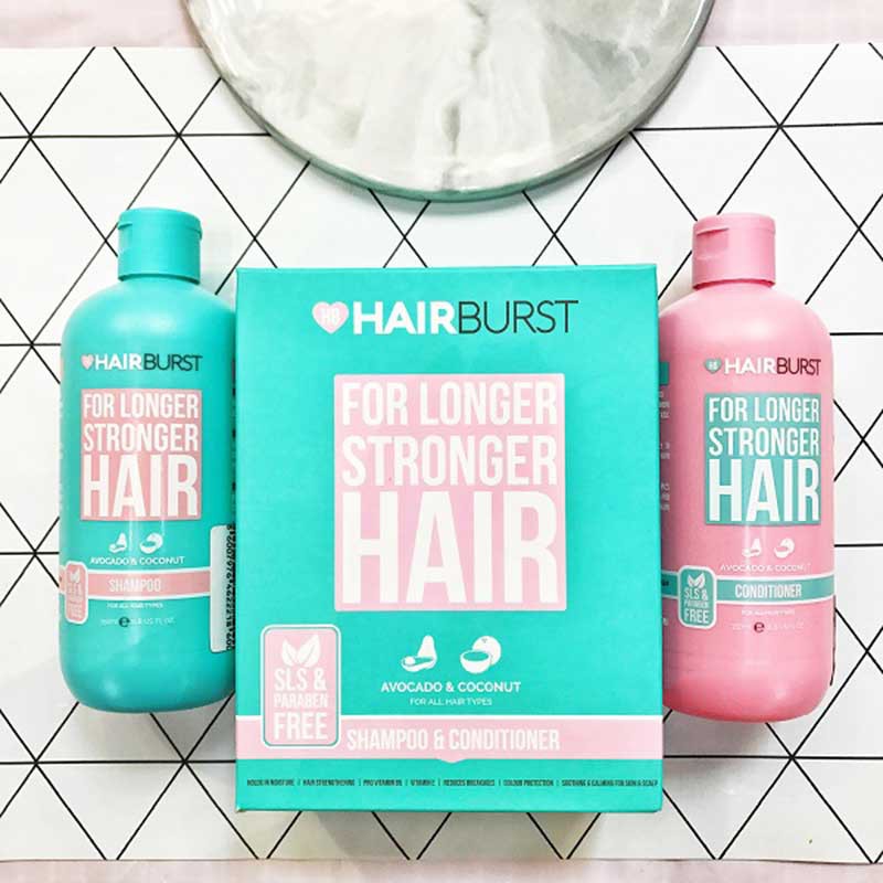 Cặp dầu gội xả Hairburst For Longer Stronger Hair Shampoo and Conditioner kích thích tóc mọc dài hơn chắc khỏe hơn 350ml