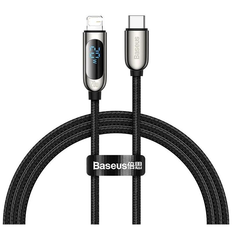 Dây sạc nhanh 20w  Baseus màn hình hiển thị dòng điện - DSP2 Cáp bọc dù dùng cho  14 13 12promax 11pro
