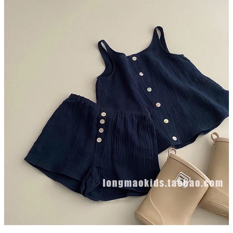 Bộ Đồ Hai Mảnh Áo Hai Dây Và Quần Ngắn Thời Trang Mùa Hè Dành Cho Bé Gái 2022