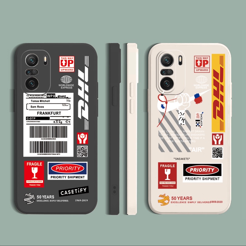 Ốp Điện Thoại Silicone Mềm Cạnh Vuông In Hình Mã Vạch DHL Cho Redmi Note 10 9S 9A X3 NFC M3 Pro 5G