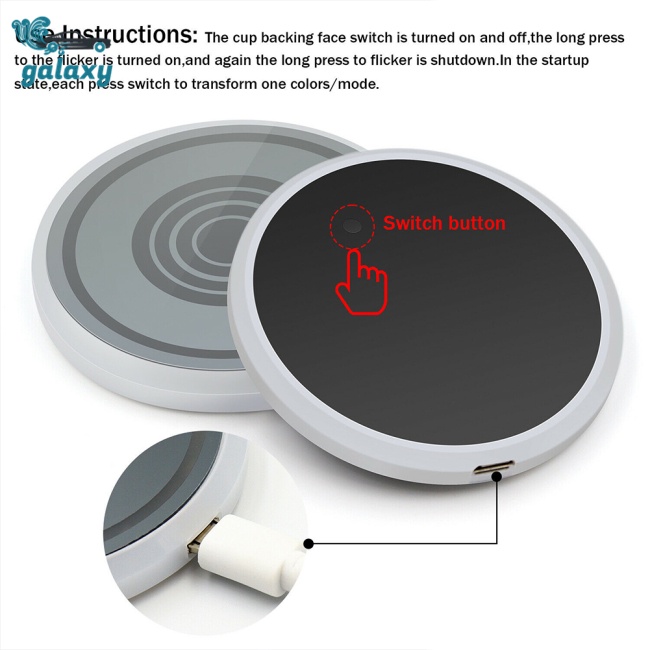 Galaxy 1 Cặp Đế Lót Ly Bằng Acrylic Có Đèn Led Điều Khiển Trung Tâm Nhiều Màu Sắc 3 Chế Độ Đèn Sạc Usb