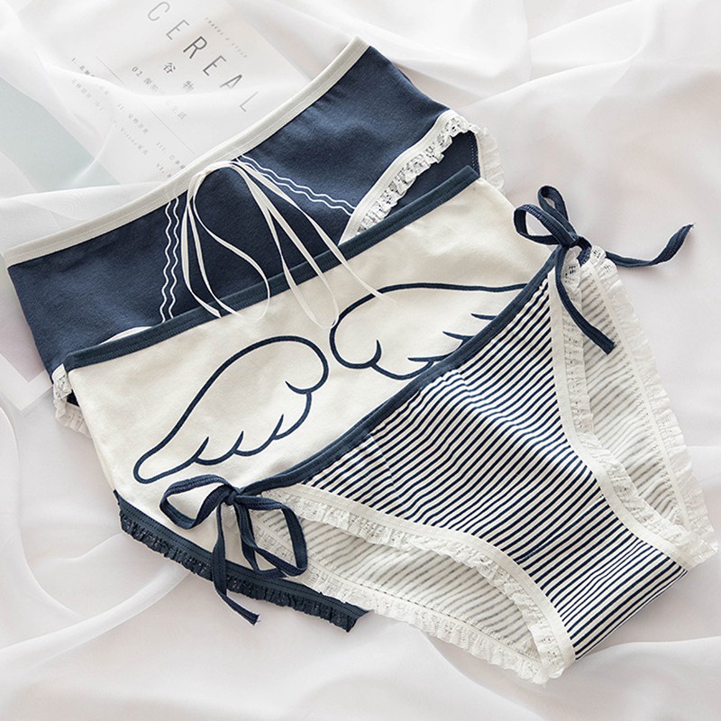 Quần lót cotton lưng vừa phối màu thời trang cho nữ