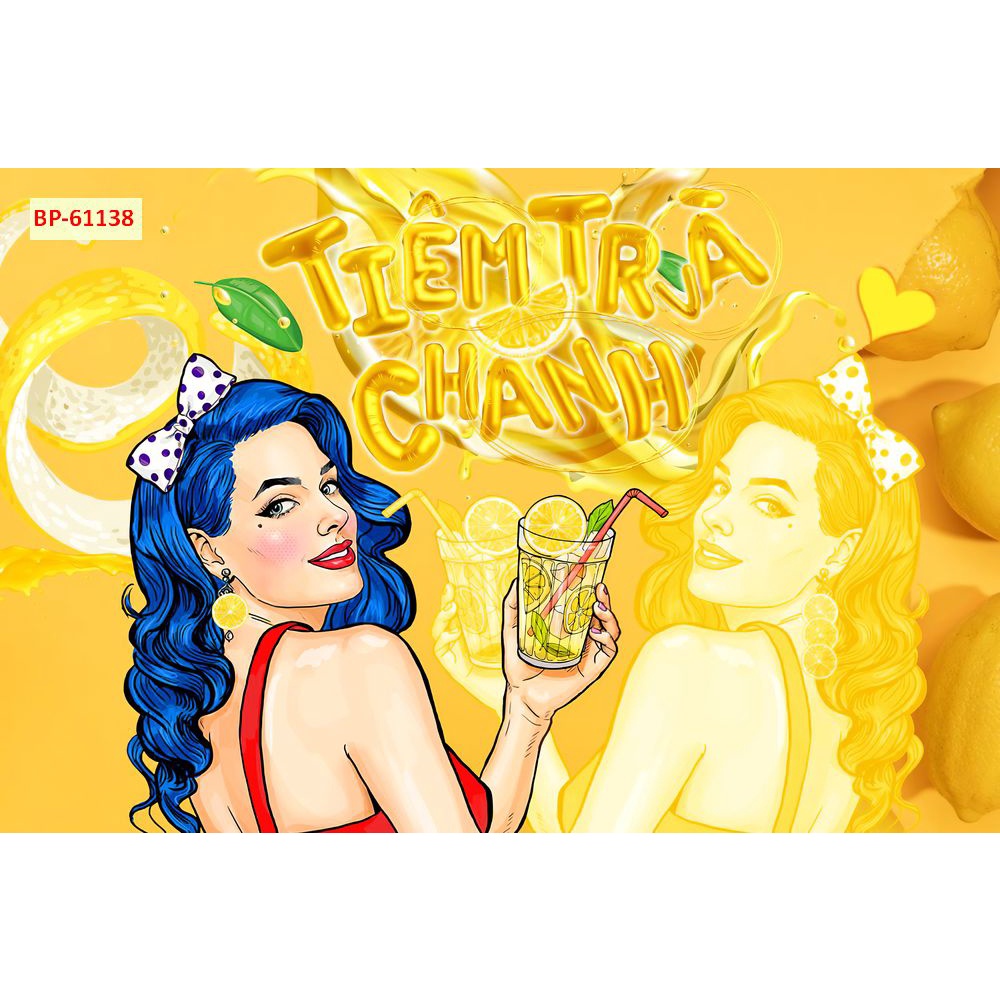 Tranh dán tường Quán Cafe, Trà Sữa, Trang Trí Cửa Hàng 3D tặng keo và dụng cụ dán