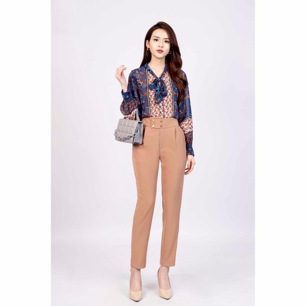 Quần dáng cơ bản 2 cạp đính 4 cúc Dập MMOutfit M-QU021120002