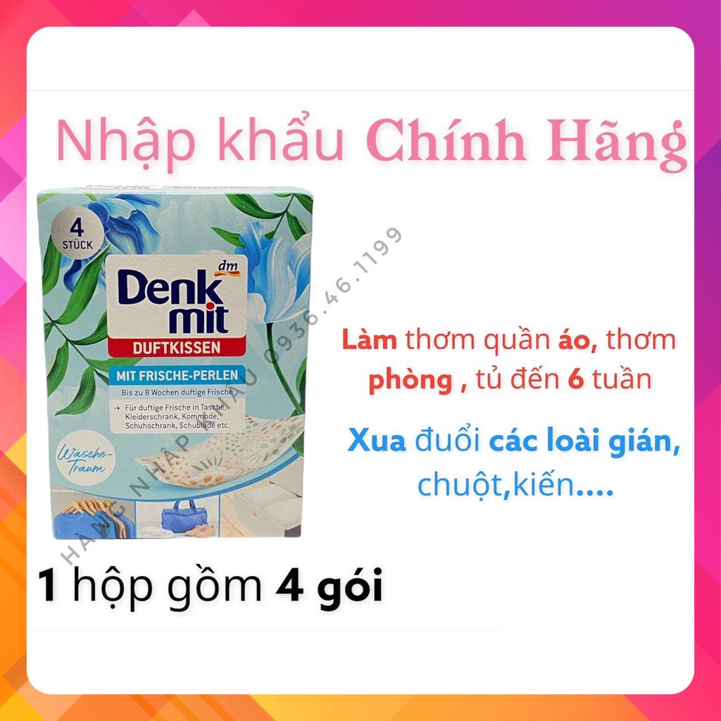 Túi thơm Denkmit treo tủ quần áo, treo phòng, nhà tắm - Hộp 4 túi. Thơm dịu, lưu hương lâu. [Hàng Đức]