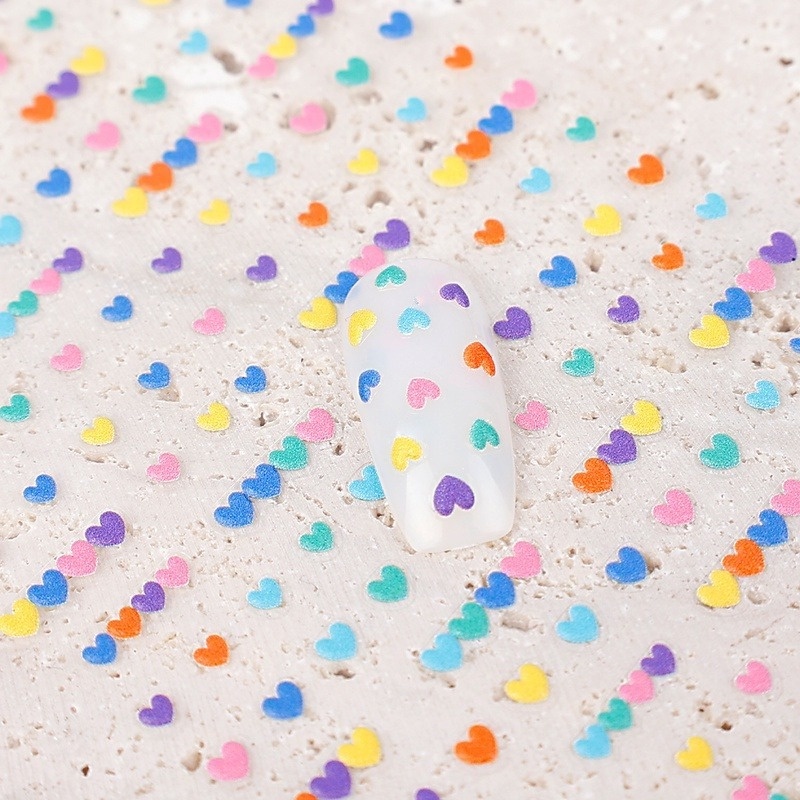 1 Tờ Miếng Dán Móng Tay Dập Nổi Trái Tim Macaron 5D Chống Thấm Nước Trang Trí Móng Tay DIY
