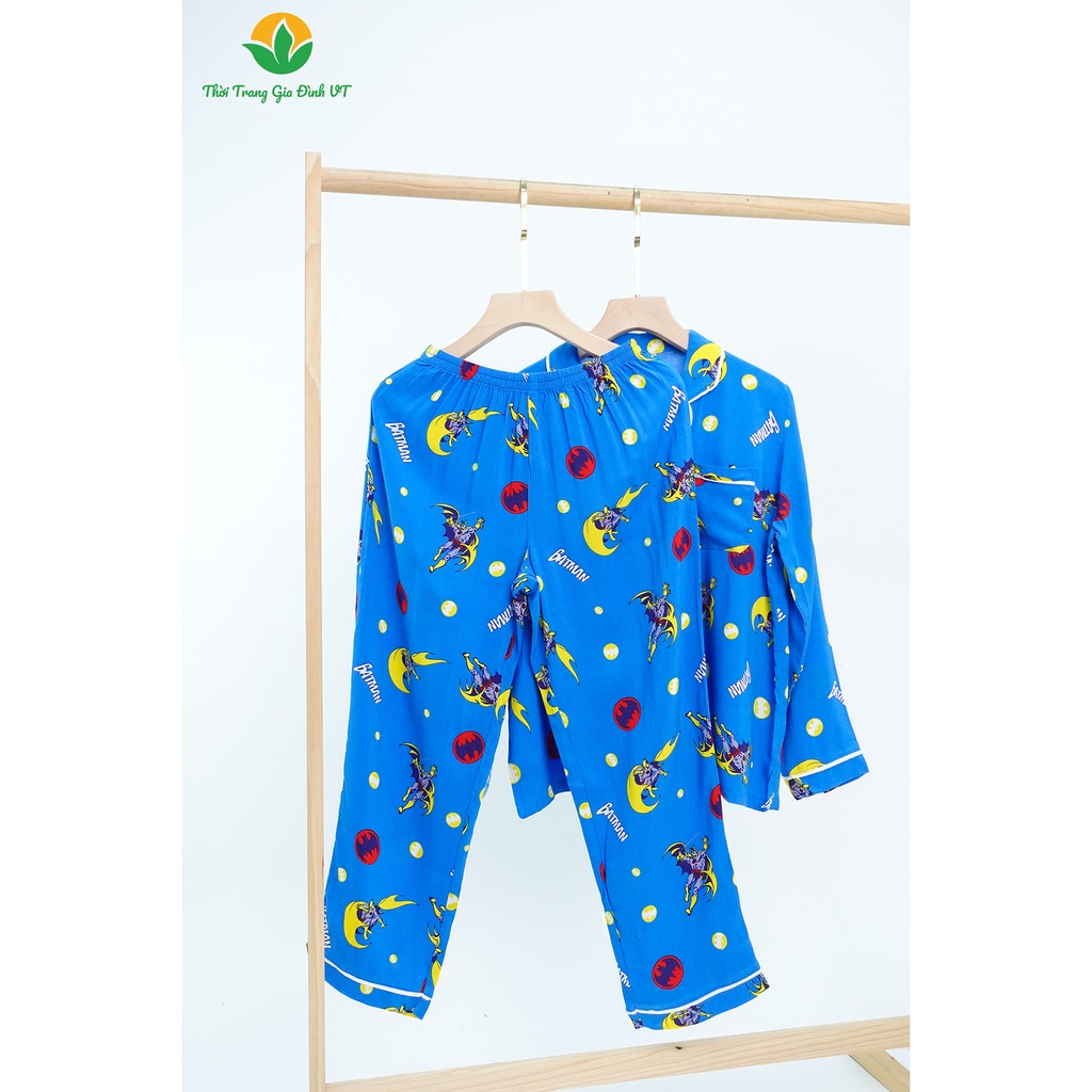 Bộ quần áo pijama bé trai size đại/big size thu đông Việt Thắng quần dài, áo dài tay, chất lanh - B70.2214