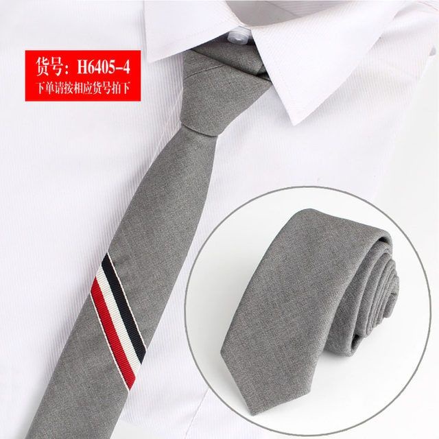 Cà Vạt 5cm Họa Tiết Kẻ Sọc Màu Đen / Xám Phong Cách Hàn Quốc Thời Trang Công Sở Cho Nam Và Nữ