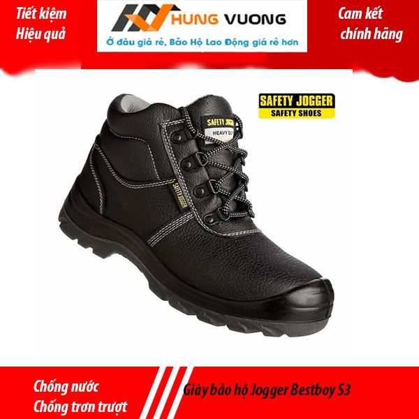 Giày bảo hộ lao động cao cổ Jogger Bestboy S3 da bò chống nước tiêu chuẩn S3 Châu Âu