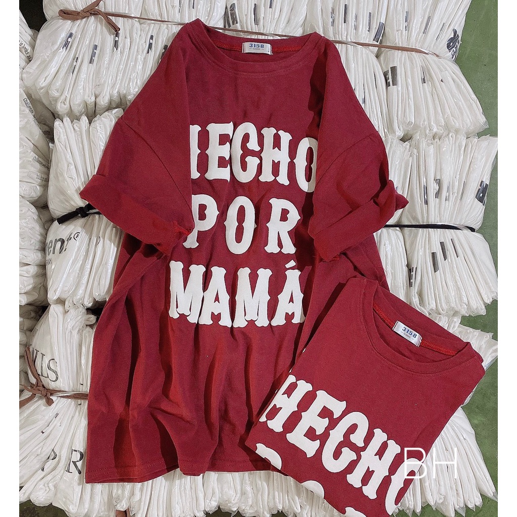 áo thun cotton tay lỡ dáng rộng unisex _ hecho