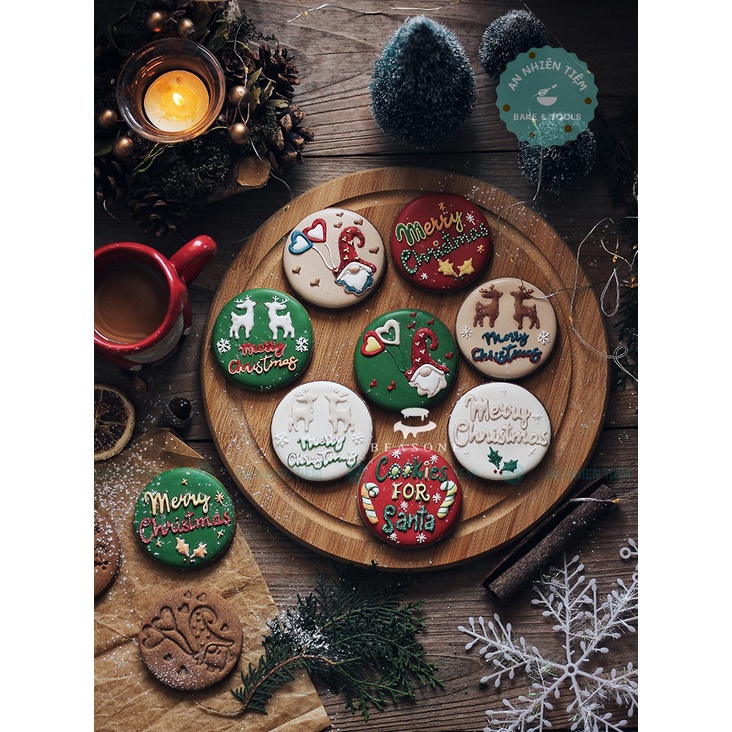 Set 4 khuôn cookies giáng sinh [khuôn ấn lò xo]