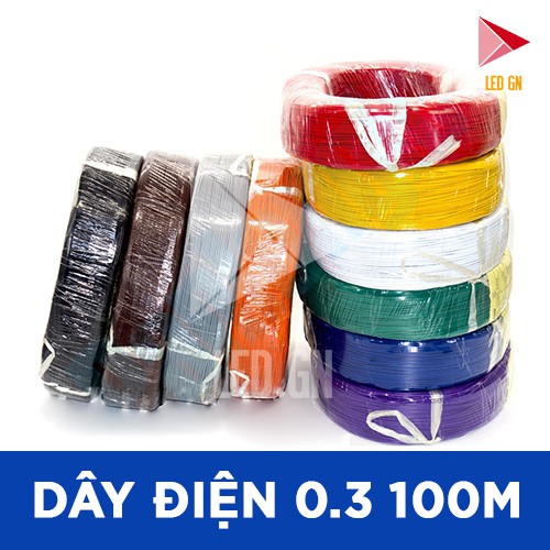 Dây Điện Đơn 0.3 - Lõi Đồng [ cuộn 100m - đủ 10 màu ]