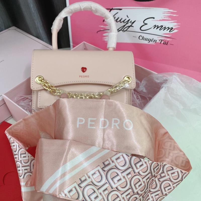 Túi xách Pedro quai xích trái tim Hồng baby fullbox cao cấp