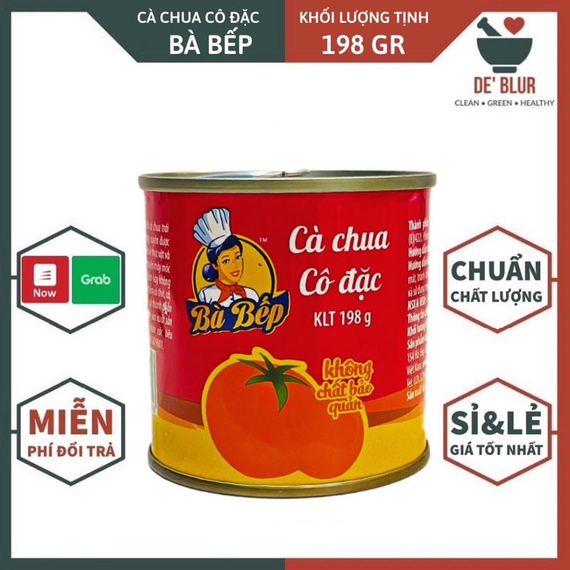 Cà Chua Cô Đặc Không Chất Bảo Quản ( Tomato Paste ) - Hiệu Bà Bếp ( Việt Nam ) / Có Khoá / Thùng ( 48 Lon x 198GR )