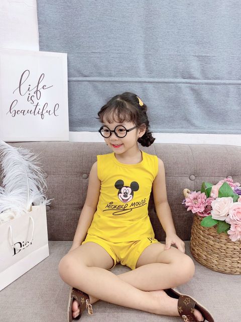 10_22 kg ( Có số đo áo)  Bộ sát nách Mickey cho bé gái_ VẢI ĐẸP_ HÀNG SHOP_ KHĂN RẰN SHOP