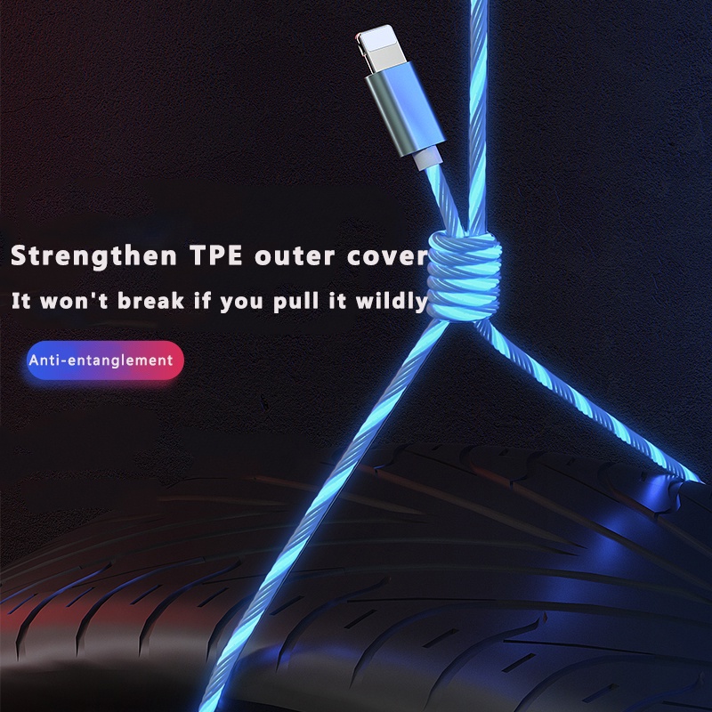 1M Kebiss LED Light Charger Cáp USB cho dòng thiết bị IP11 12promax 6 7 8 X Xr Cáp 3A Dây sạc nhanh Cáp USB C