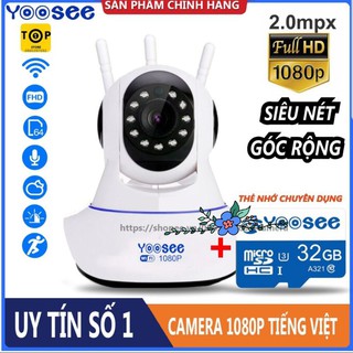 Tặng thẻ 32g - camera yoosee 2.0mp hd 1080p 3 râu tiếng việt