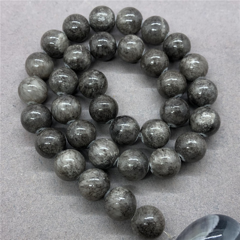 Hạt đá tự nhiên 6-12mm màu xám dùng thiết kế đồ trang sức DIY