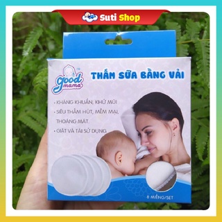 Miếng lót thấm sữa bằng vải goodmama - 1 hộp 8 miếng, có thể tái sử dụng