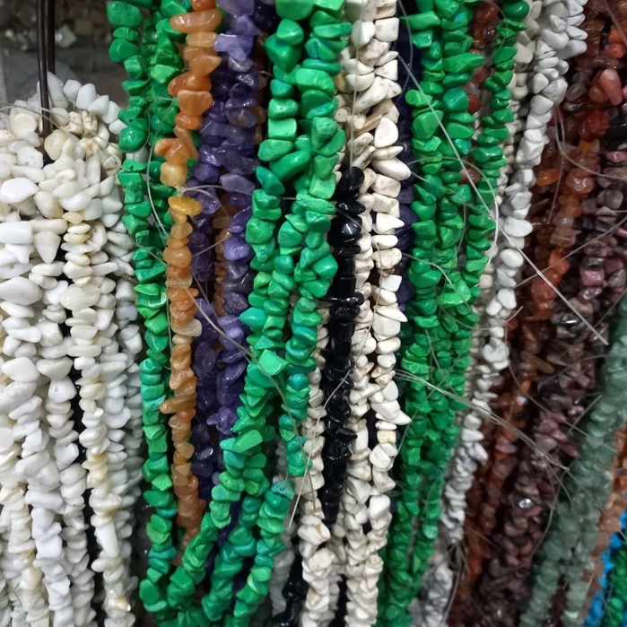 Đá ngọc lam vụn, đá tự nhiên dây 40/80cm thiên nhiên nhiều màu làm trang sức handmade