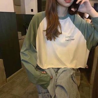 [Mã WAMST111 giảm 15k đơn 99k] 👉🏿Croptop Tay Dài Phối Màu