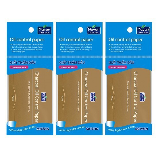 Combo 3 Giấy thấm dầu than hoạt tính Mayan Oil Control Paper